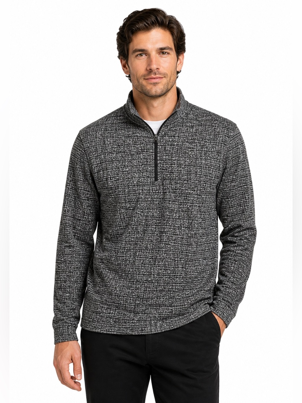 Lululemon Space Dye Quarter 1/4 Zip Mens Large Black Gray